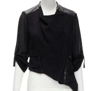 HELMUT LANG black sheep leather detail bias drape biker jacket S